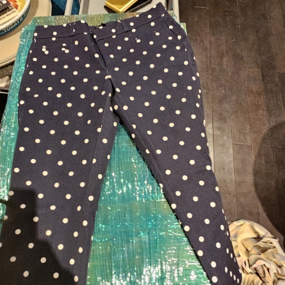 Banana Republic Pants Womens Sz 02 Blue White Polka Dot Skinny Low-Rise Jegging - Picture 3 of 7